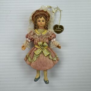 Kurt Adler Louis Nichole 1999 Victorian Doll Ornament Pink Dress Lace Vintage